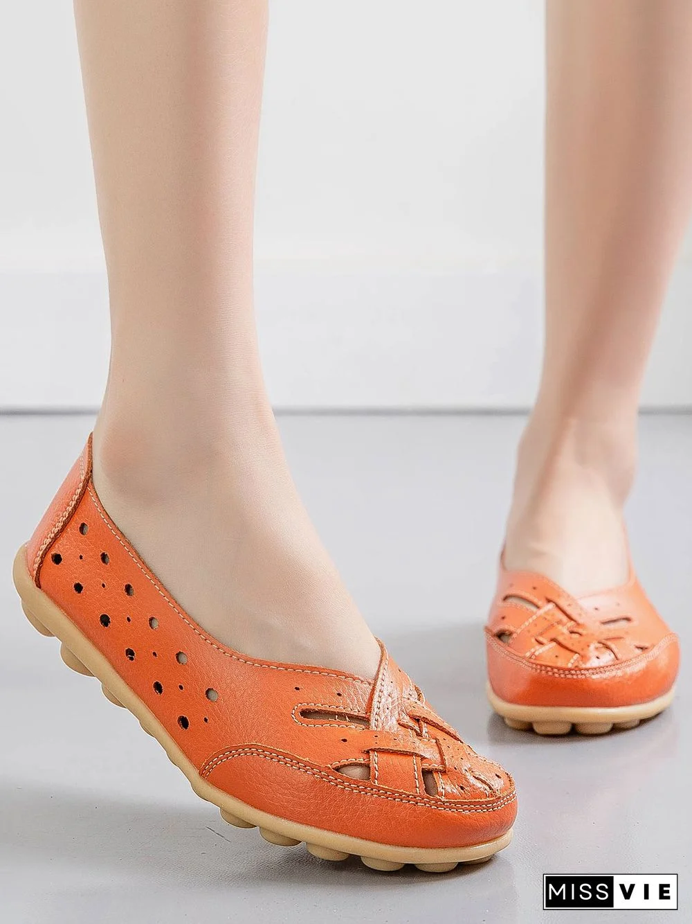 Hollow Leather Soft Sole Shoes