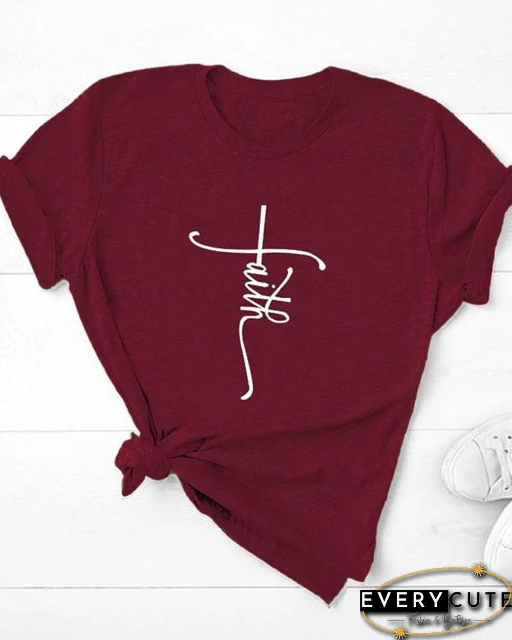 Women Print Crew Neck Short Sleeve Shirts