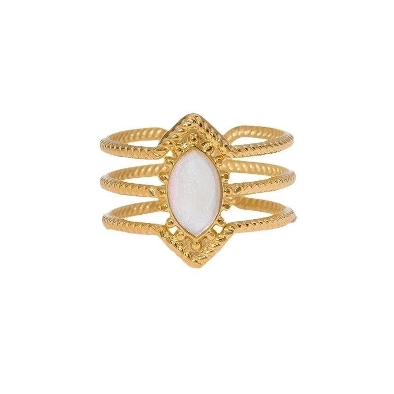 Casual Minimalist Geometric 304 Stainless Steel Hollow Out Inlay Open Rings