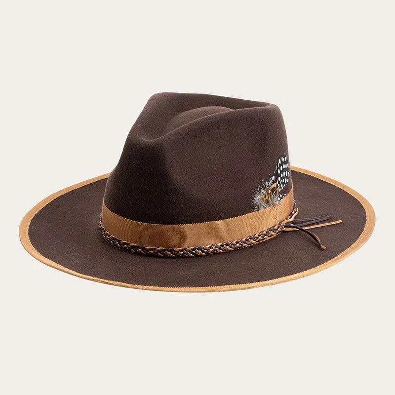 Brown Felt Fedora Hat With Hatband[Fast shipping and box packing]