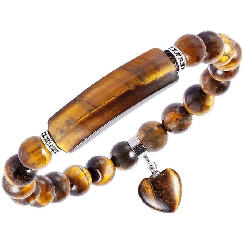 Natural Quartz Love Heart Healing Beads Bracelet