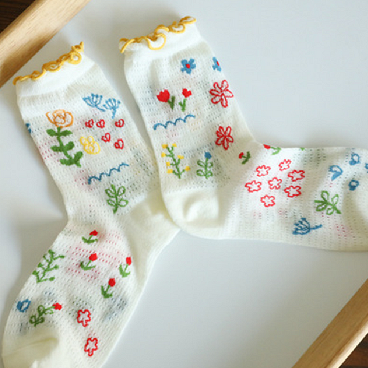 Fairy Tales Aesthetic Cottagecore Fashion Forest Girl Cute Cotton Socks QueenFunky