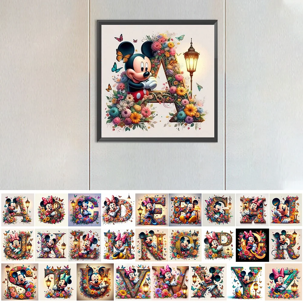 Partial AB Diamond Painting - Full Round Drill - Mickey Minnie Letters(Canvas|35*35cm)