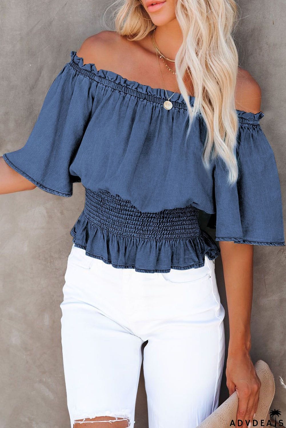 Smocked Waist Off The Shoulder Top