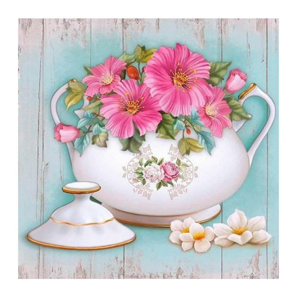 Flower In A Teacup-Paint by Numbers-8"x8"/20x20cm