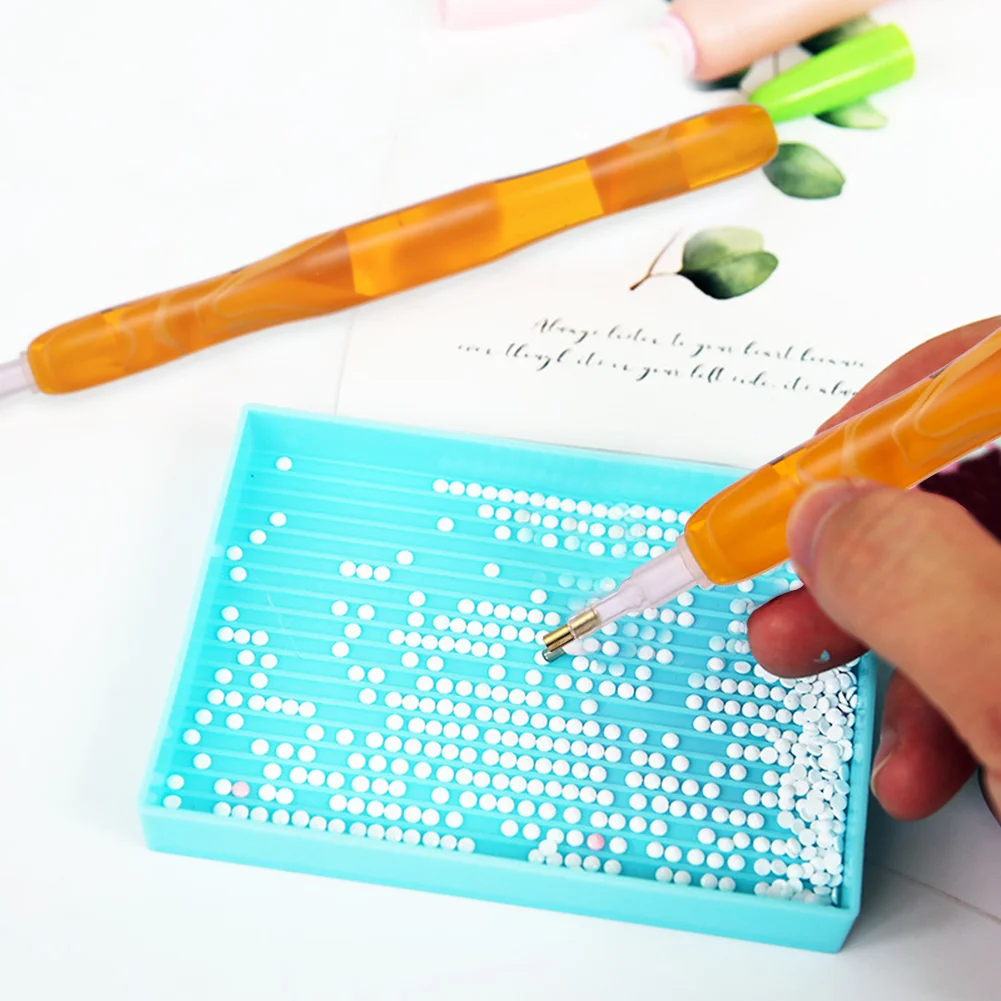 Resin 5D Diamond Painting Pen Kit with 5 Drill Pen Picking Heads and 1 Glue Clay