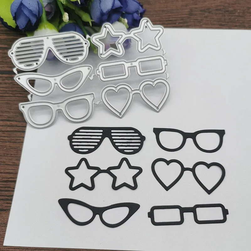 AOKEDIY Glasses set Metal Cutting Dies Stencils For DIY Scrapbooking Decorative Embossing Handcraft Die Cutting Template