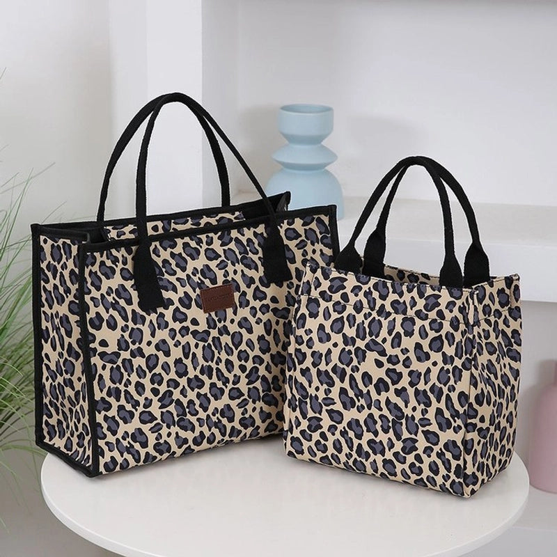 Women’s Denim Leopard Classic Style Square Zipper Tote Bag