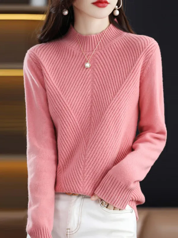 Casual Daily Half A Turtleneck Tops(7 Colors) main image 0