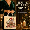 Christmas Diamond Painting Tote Bag Pearl Gem Gingerbread House Linen