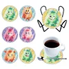 6PCS Diamond Painting Acrylic Washable Small Monster Coaster with Holder
