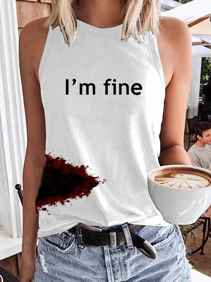 Women's Halloween Funny I'M FINE Bloodstained Vest