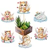 6Pcs Wolke Katze Garten Pfähle - 5d DIY Handwerk Dekoration