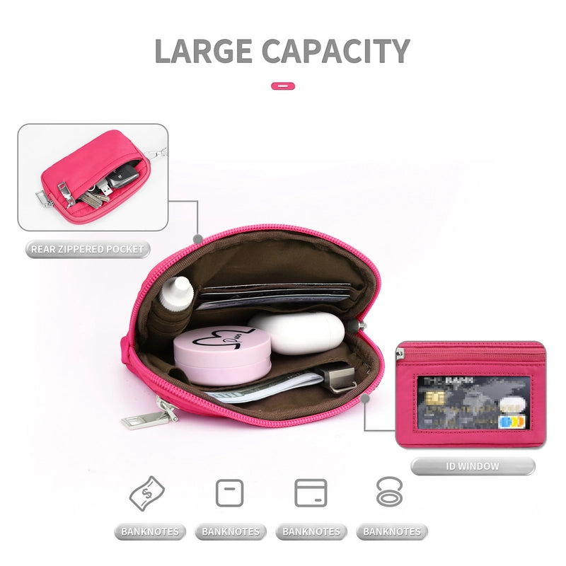 Unisex Solid Color Nylon Zipper Coin Purses