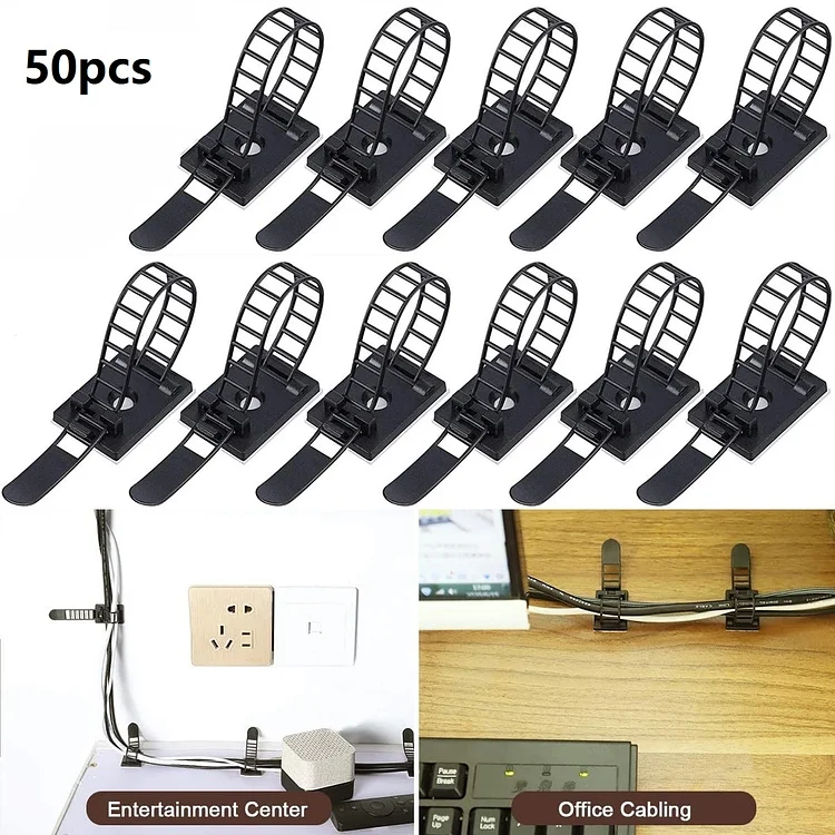 USB Cable Organizer Self Adhesive Cable Clips Table Adjustable Management Cord Holder