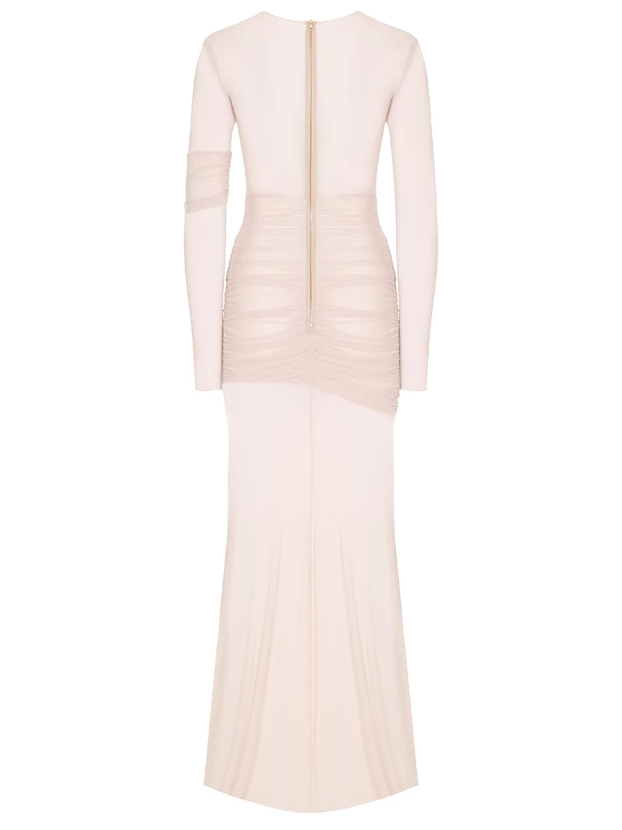 Elegant Mesh Patchwork Long Sleeve Bodycon Party Club Evening Dress Sexy Double Layer Perspective Vestido Autum Clothing