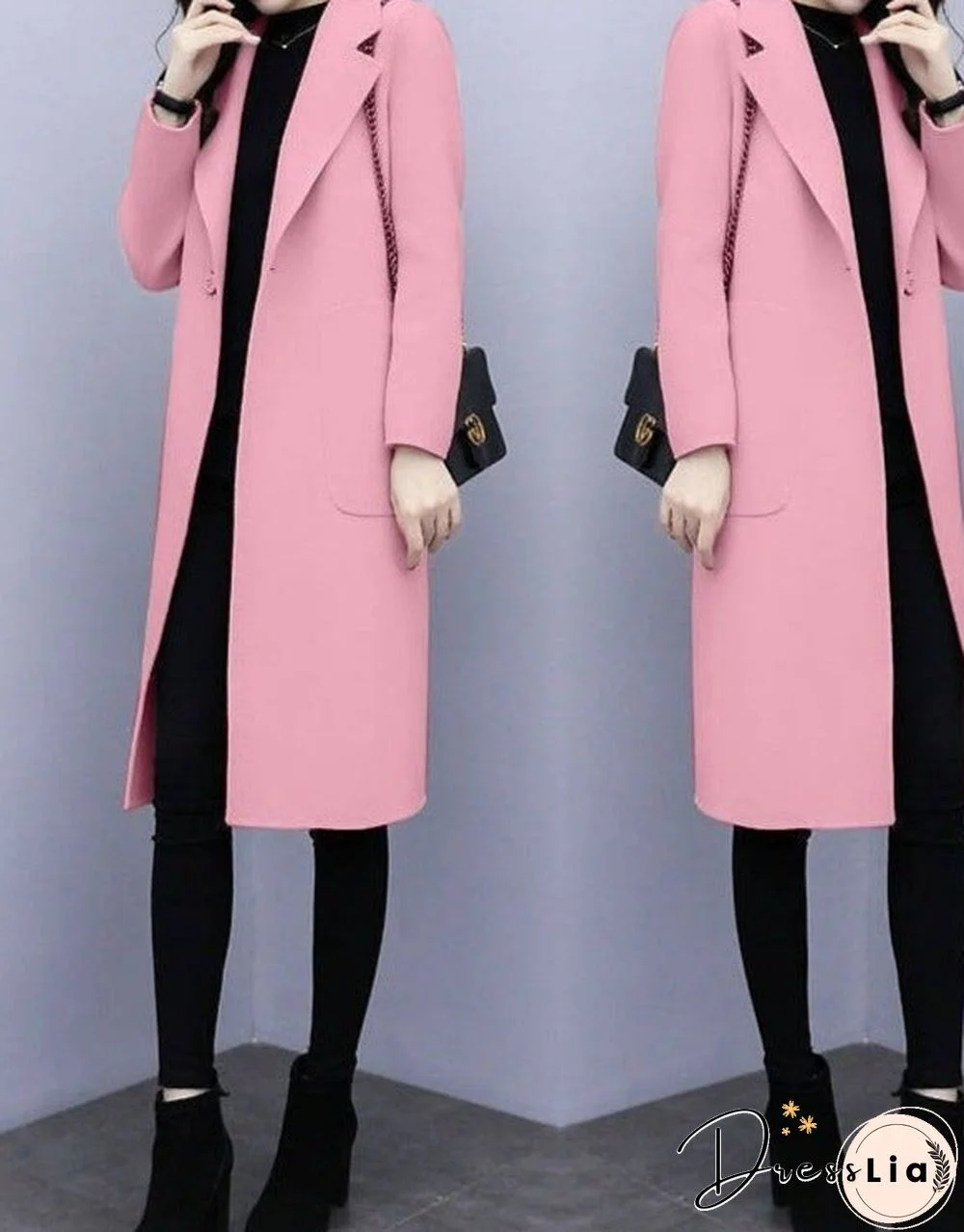 Woolen mid-length coat