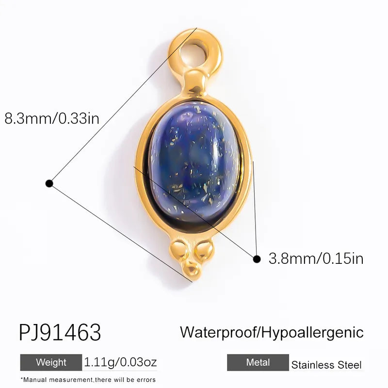 1 Piece 6.7*9.9mm 304 Stainless Steel Natural Stone Geometric Pendant Jewelry Accessories