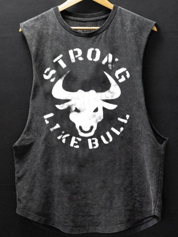 BrosWear Strong Like Bull Scoop Bottom Cotton Tank