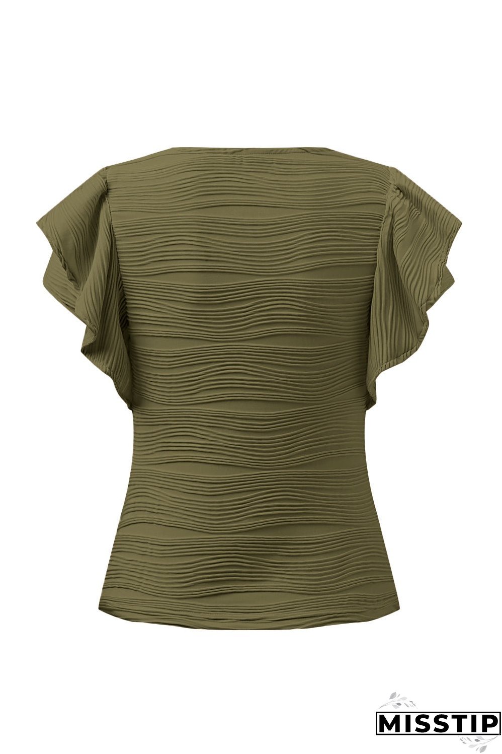 Textured Round Neck Cap Sleeve Top