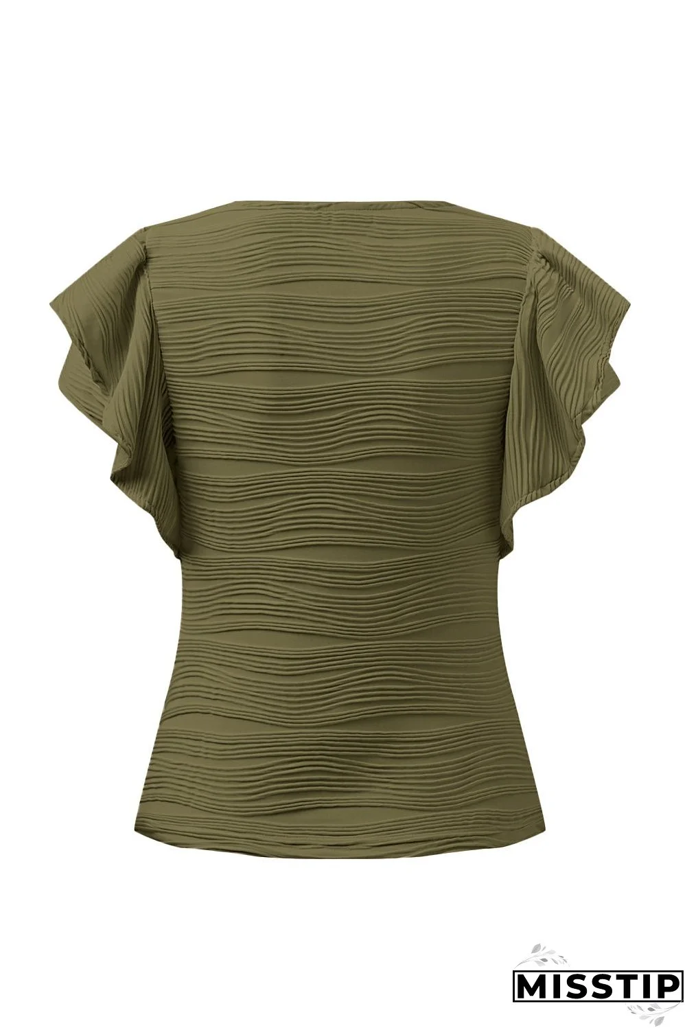 Textured Round Neck Cap Sleeve Top