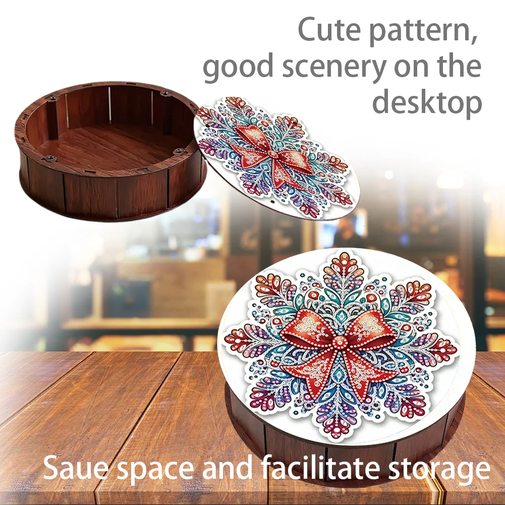 DIY Diamond Painting Storage Box Rhinestones Decorative Snack Case Kit (Bow)