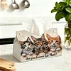 DIY Diamond Art Tissue Box Holder Cat PU Leather Diamond Art Desktop Organizer Resin Rhinestone Storage Organizers Gem Art Home Office Decor Craft Gift for Women