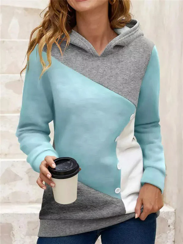Multicolor Panel Casual Hoodie