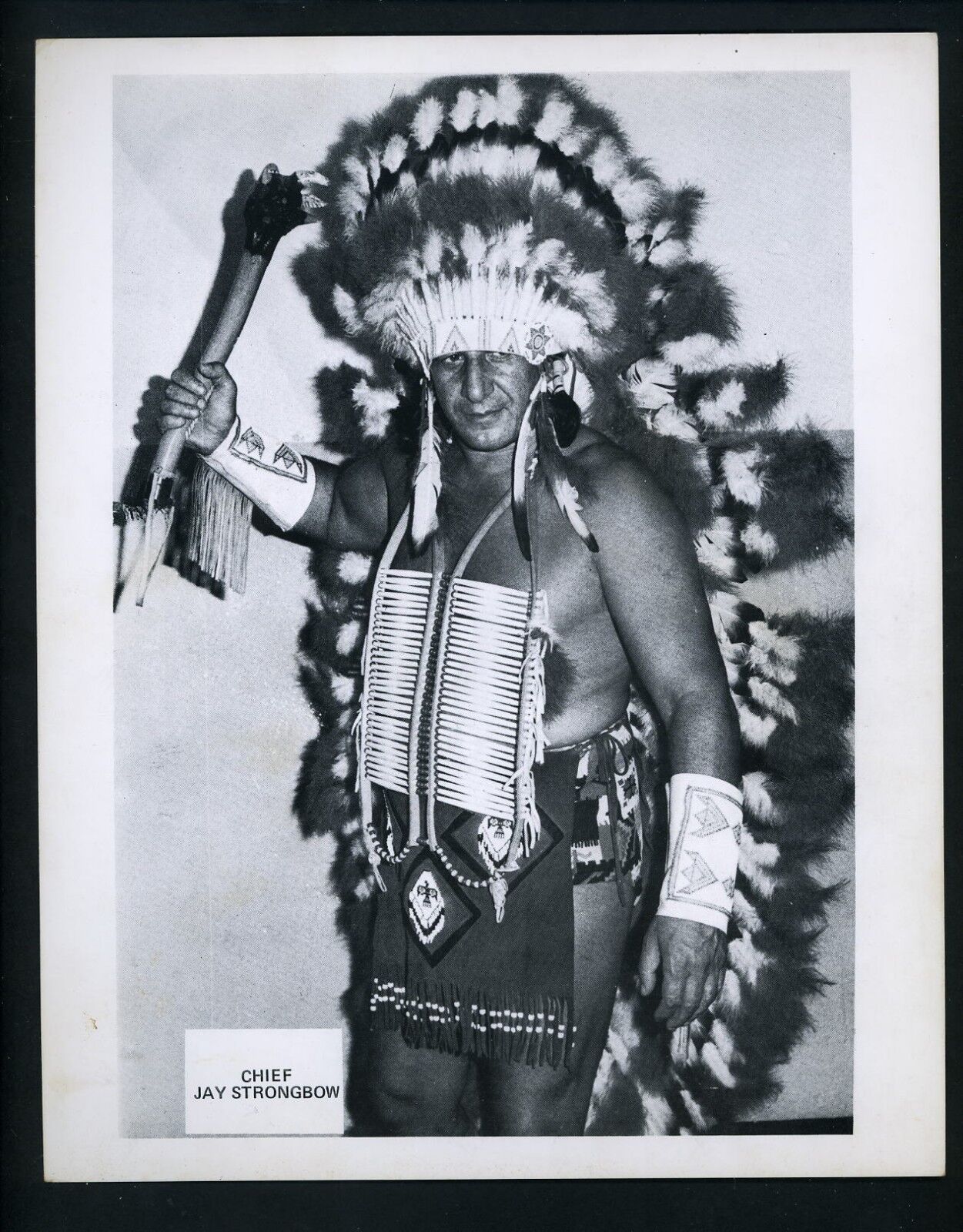 Chief Jay Strongbow w/ tomahawk Wrestling Champion circa 1970's Promo Photo Poster painting