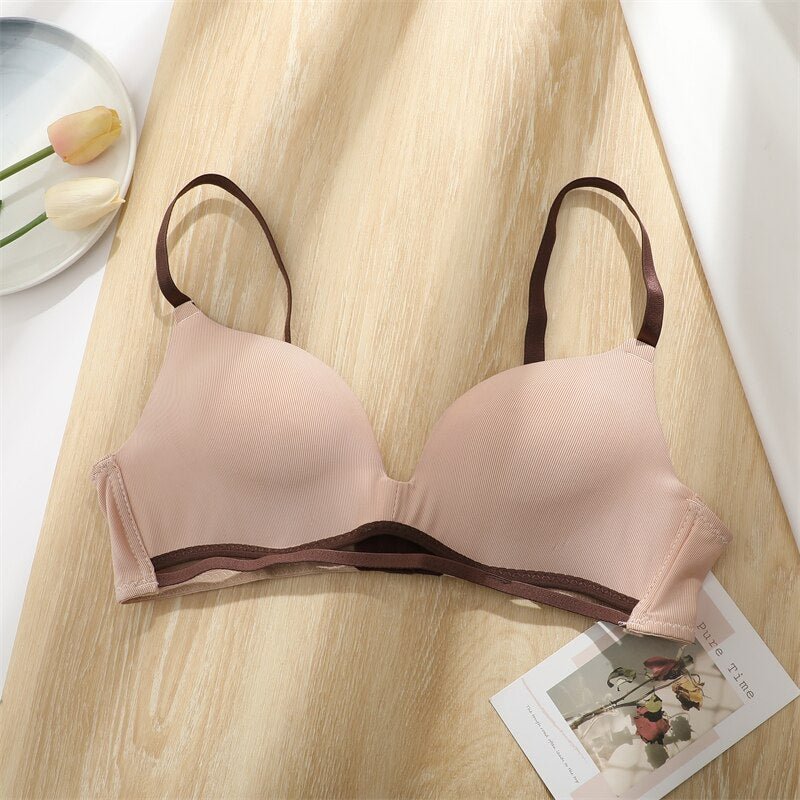 FINETOO Women Deep V Bra Sexy Push Up Bra Ladies Seamless Top Wire Free Lingerie Female Solid Color Bralette Intimates Brassiere