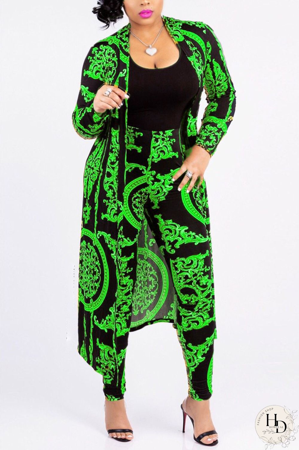 Blue Casual Printed Blending Two-piece Pants Set(Without T-shirt)