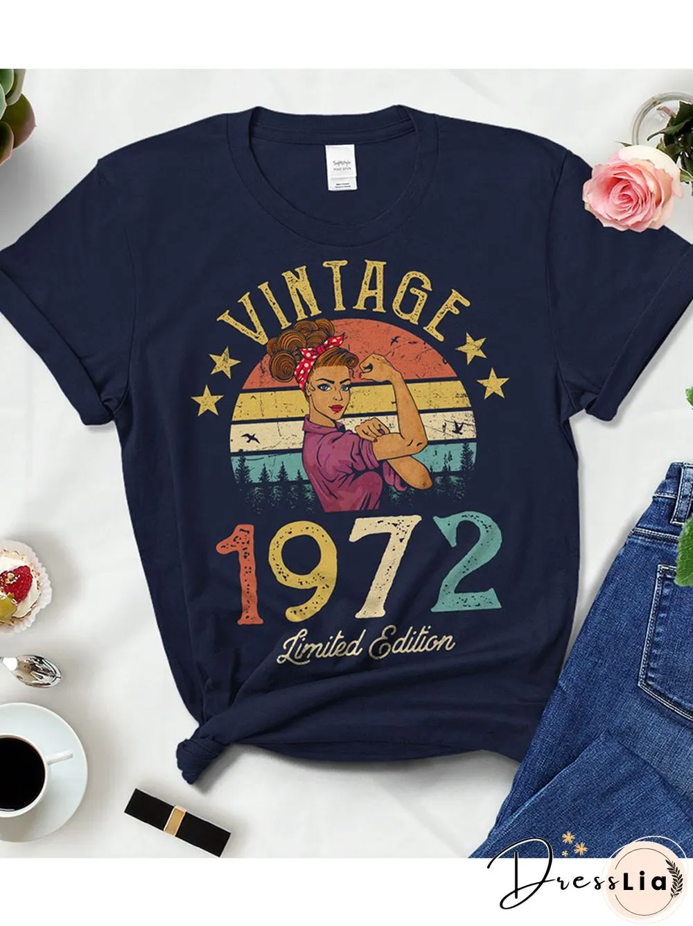 Vintage Retro 1972 Limited Edition Summer Fashion Outfits Women T Shirts 50th 50 Years Old Birthday Party Ladies Clothes Tshirt