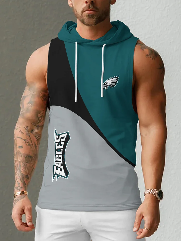 Philadelphia Eagles Men's  Casual Comfy Sleeveless Hooded Tank Top