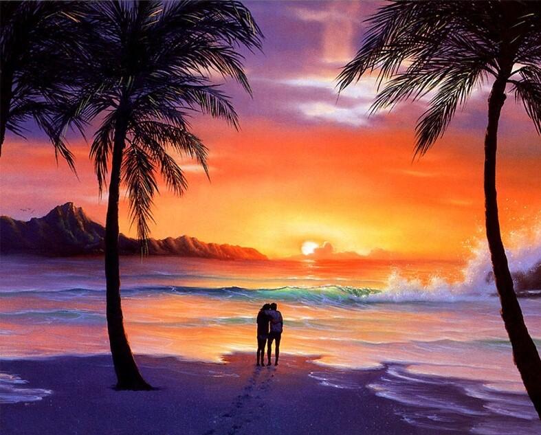 

Lovers in Beach Sunset – Seascape Paint By Numbers - 40*50CM, 501 Original