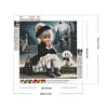 Vie d&rsquo;animaux de compagnie fille-plein diamant rond peinture-30 * 30cm