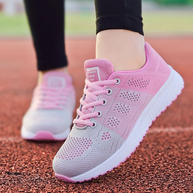 2020 New Sneakers Women Shoes Flats Fashion Casual Ladies Shoes Woman Lace-Up Mesh Breathable Female Sneakers  Mujer