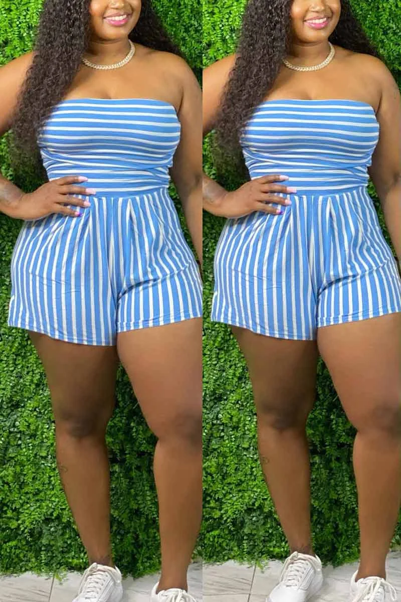 Sexy Off The Shoulder Striped Print Romper