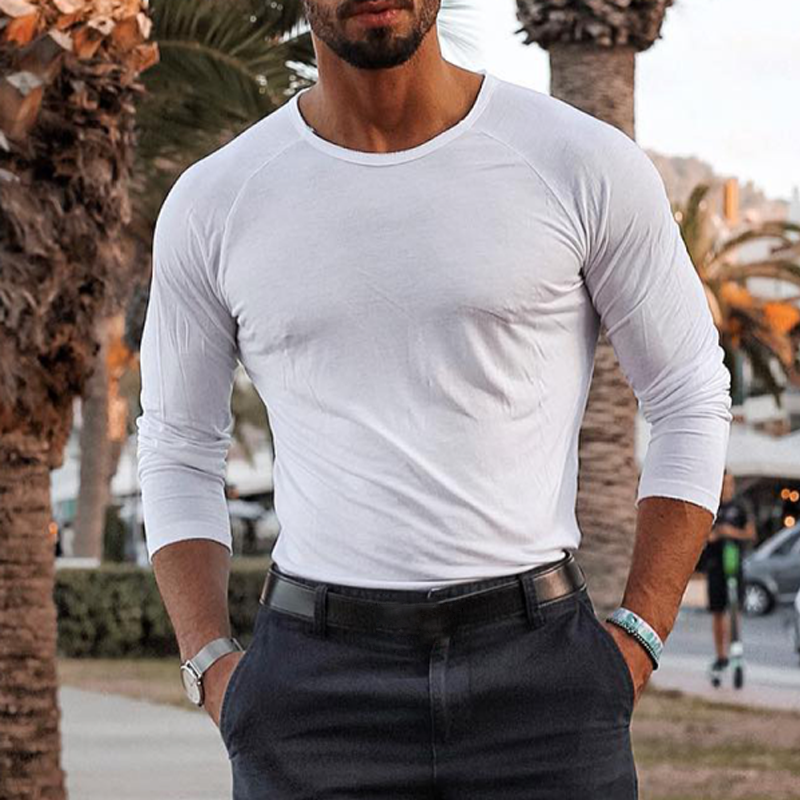 Casual Men's Slim Fit Versatile Plain T-Shirt