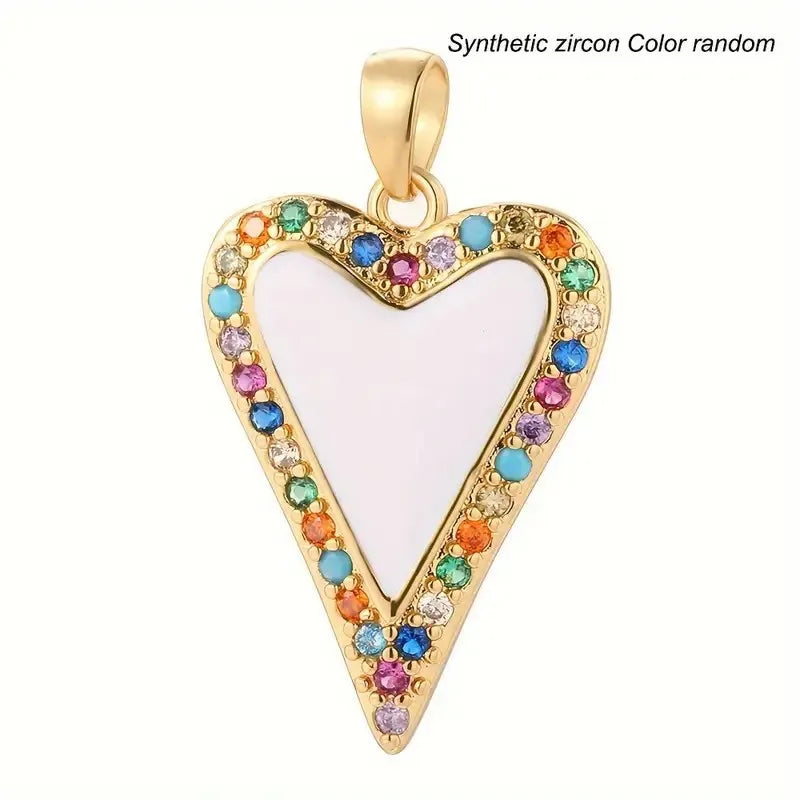 1 Piece 16 * 21mm Hole 3~3.9mm Copper Zircon 18K Gold Plated Angel Star Heart Shape Polished Pendant Jewelry Accessories
