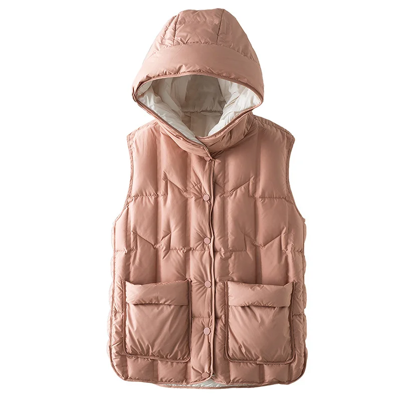 Toloer Autumn And Winter Light Down Vest Women Fashion Short Hooded Down Jacket Clip Show Thin Warm Coat Tide-Outfit Ideas