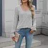 Gioiacombo&trade; Top in morbido pizzo a maniche lunghe lavorato a maglia da donna
