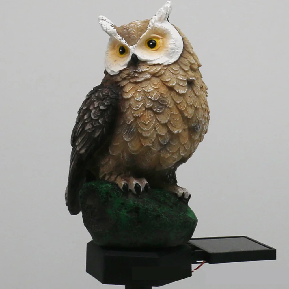 Solar LED Lawn Lights Owl Outdoor Landscape Statue Night Lamp (Dark Brown)
