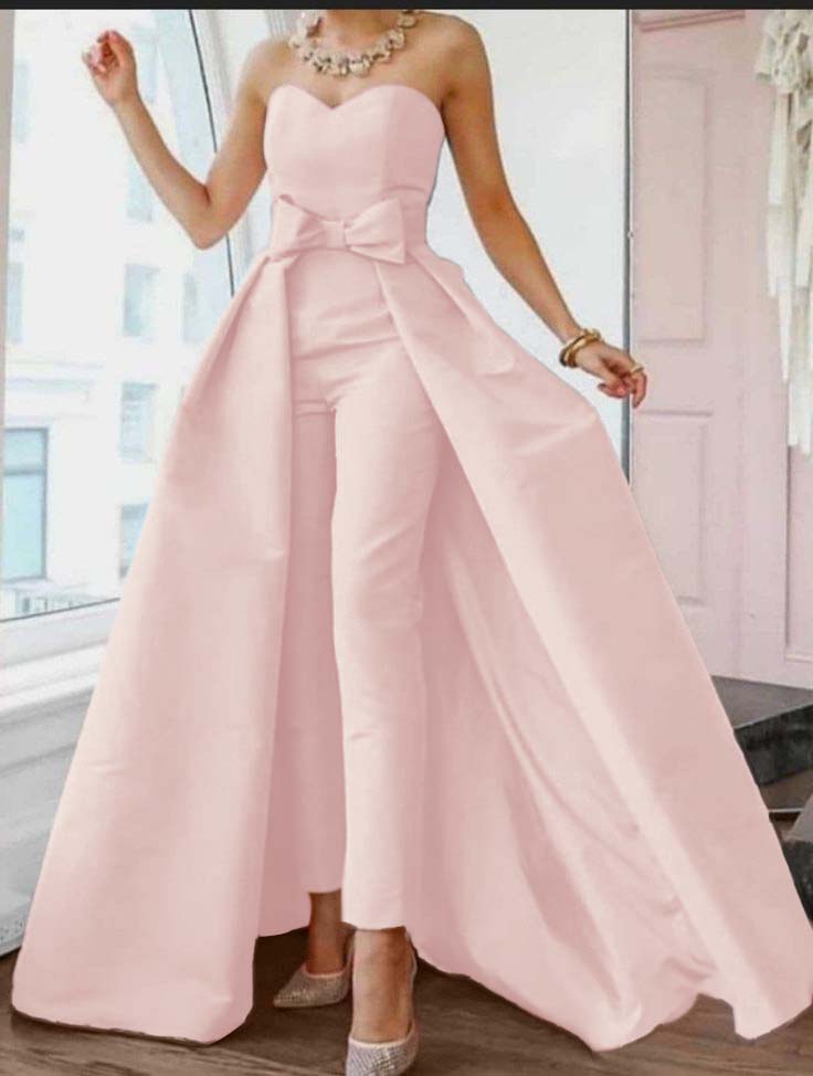 Hidais Stuning Pink Sweetheart Sleeveless Strapless High Waist jumpsuit 