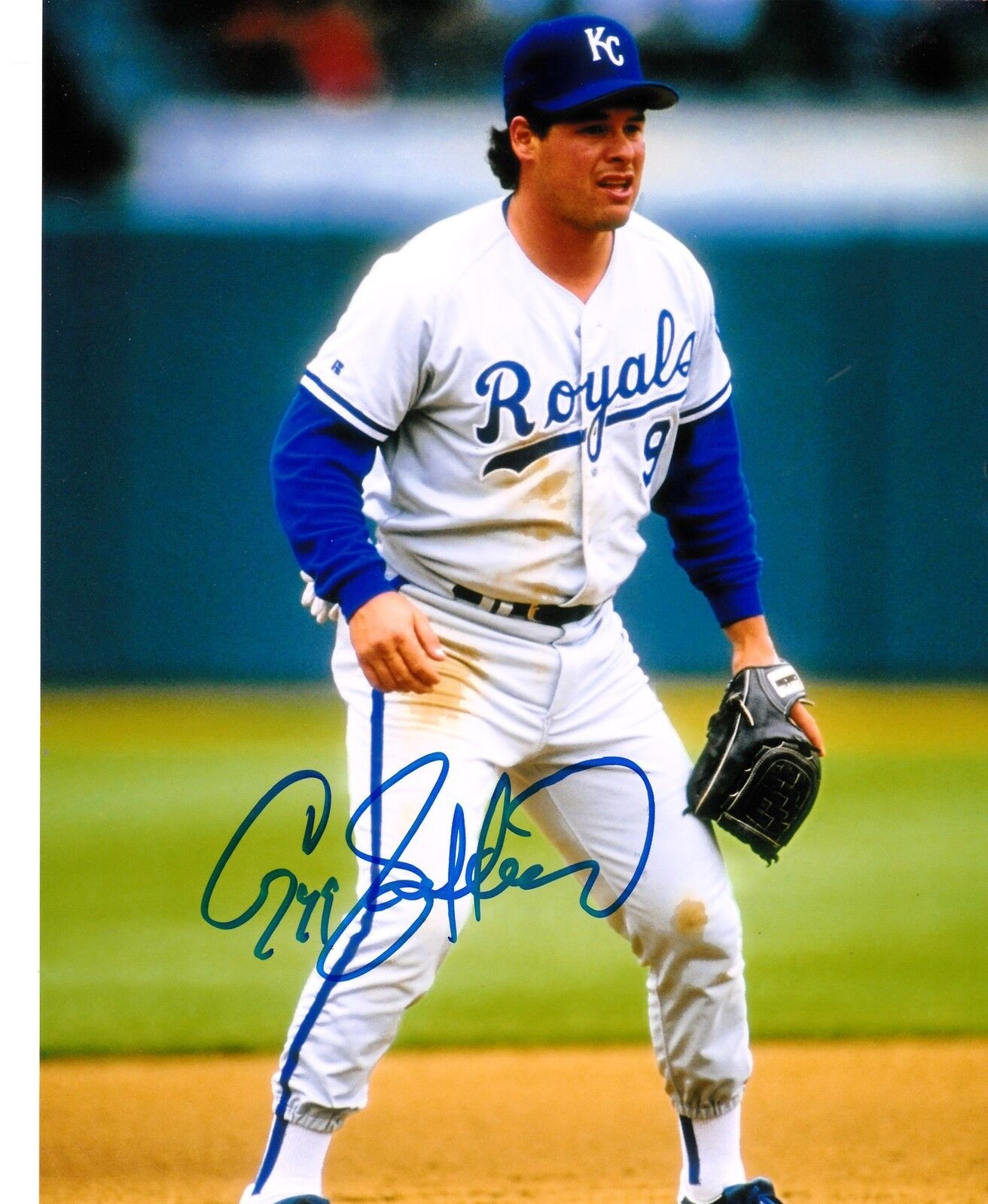 GREGG JEFFERIES KANSAS CITY ROYALS ACTION SIGNED 8x10