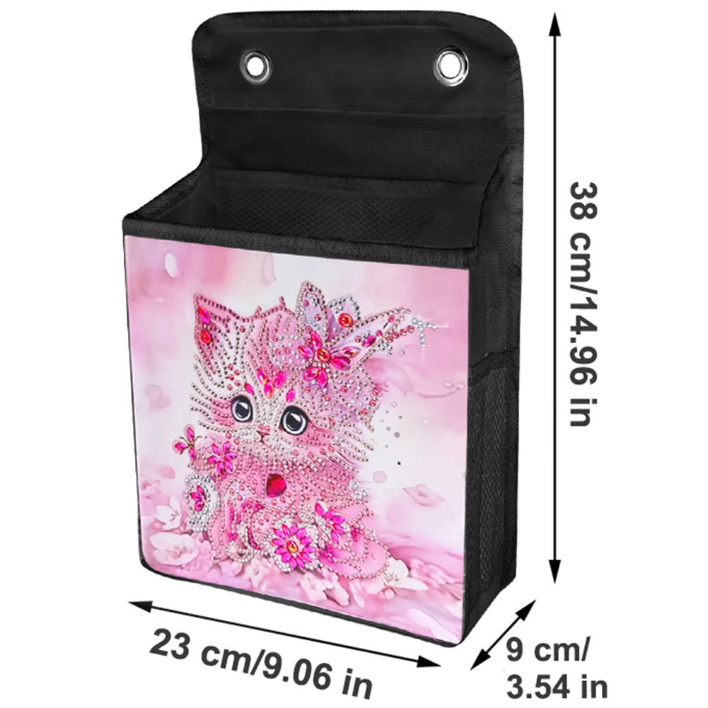 DIY Pink Cat Diamond Painting Storage Bag Diamond Art Sundries Holder Bag