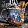 Mineral Crystal Coffee Mug,Natural Onyx Crystal Decorative Mug,Novelty Coffee Mugs,Multi-Colored Agate Mineral Coffee Mug,Elegant Crystal Gift for Home & Office