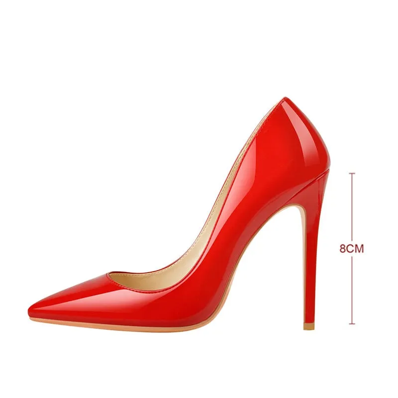 Onlymaker Women's Pointed Toe 8CM High Heel Slip On Stiletto Pumps Large Size Red Black White Pink Basic Chic Shoes