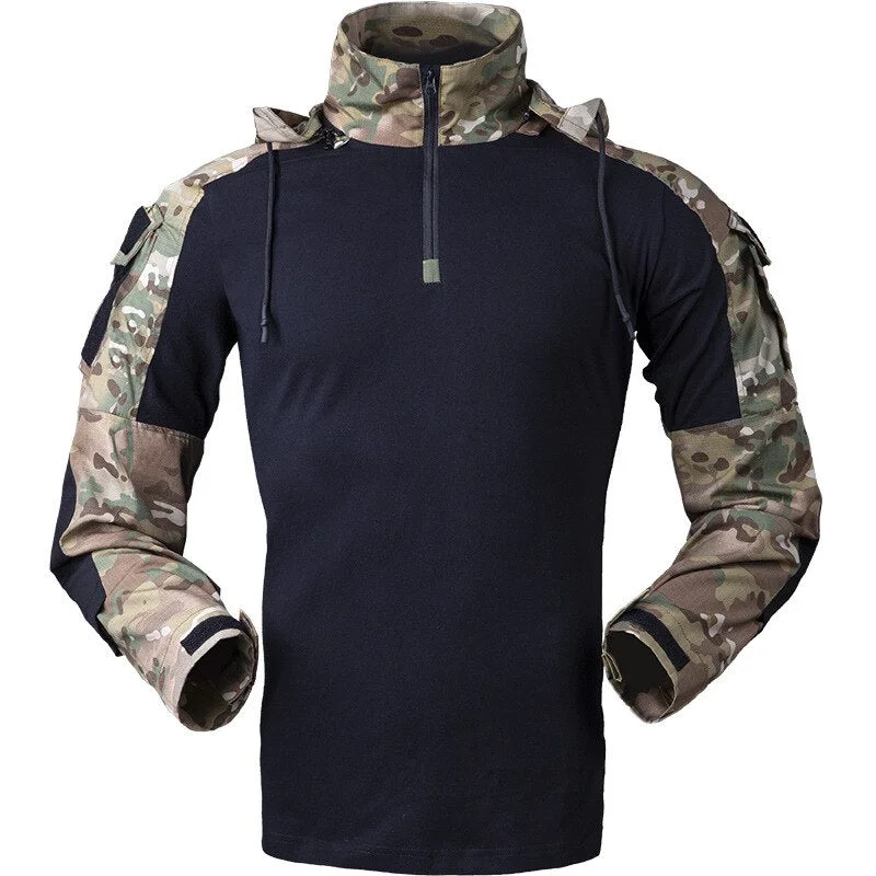 MEGE Tactical Combat Men Shirt Long Sleeve Military Clothing Soldiers Army Hooded Solid Shirt Outwear Ripstop Dropshipping
