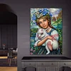 (50*70cm)Girl Holding Sheep - Round AB Drill Diamond Painting