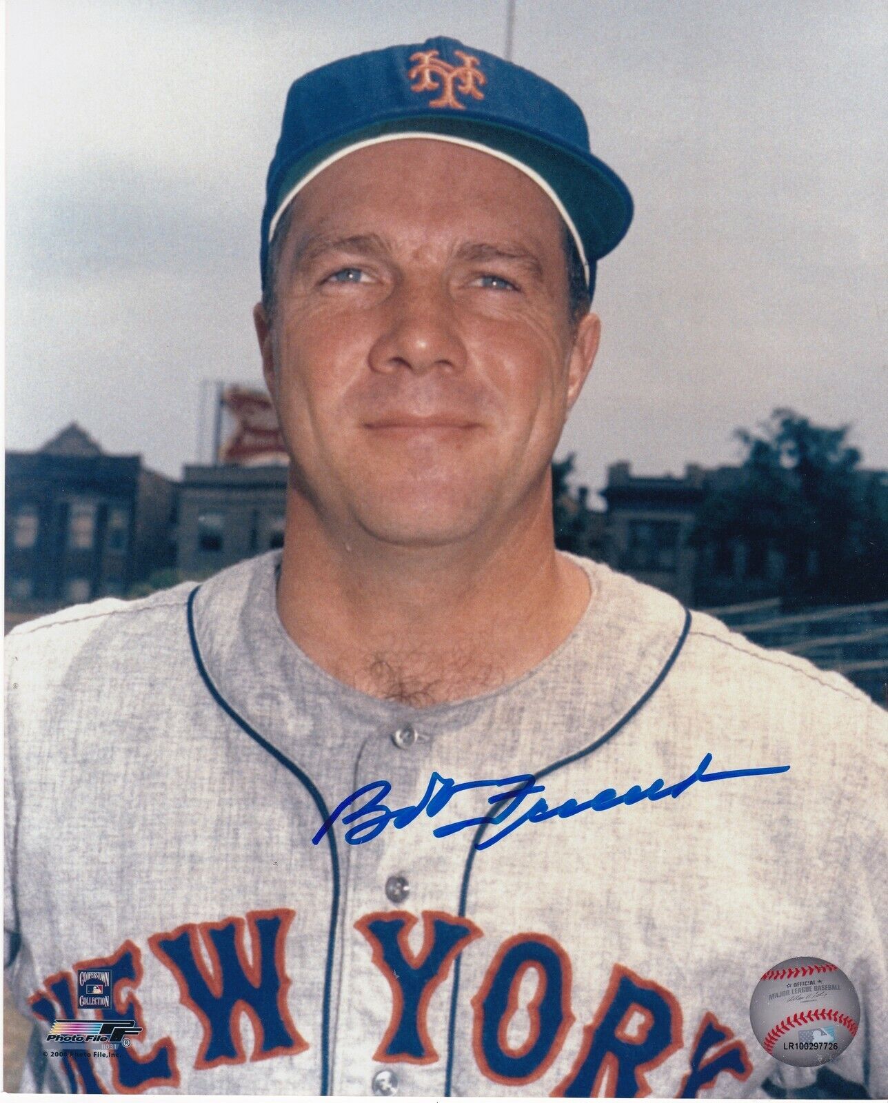 BOB FRIEND NEW YORK METS ACTION SIGNED 8x10